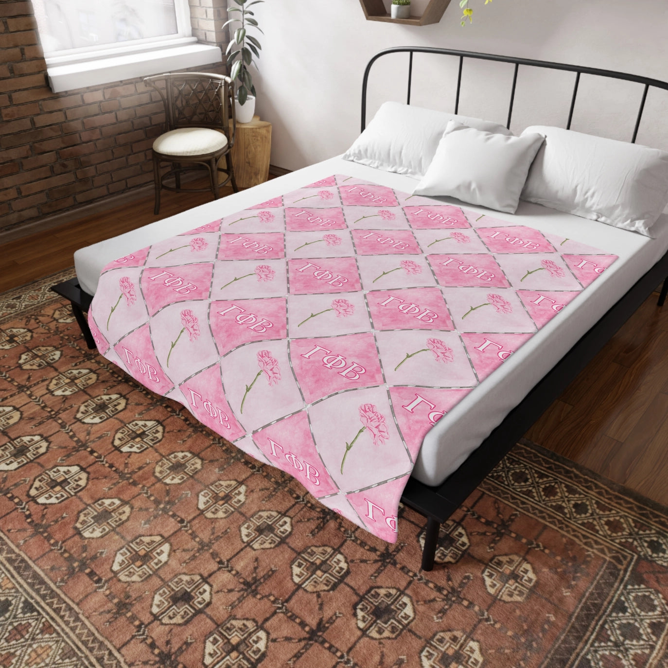 Gamma Phi Flannel Fleece Blanket